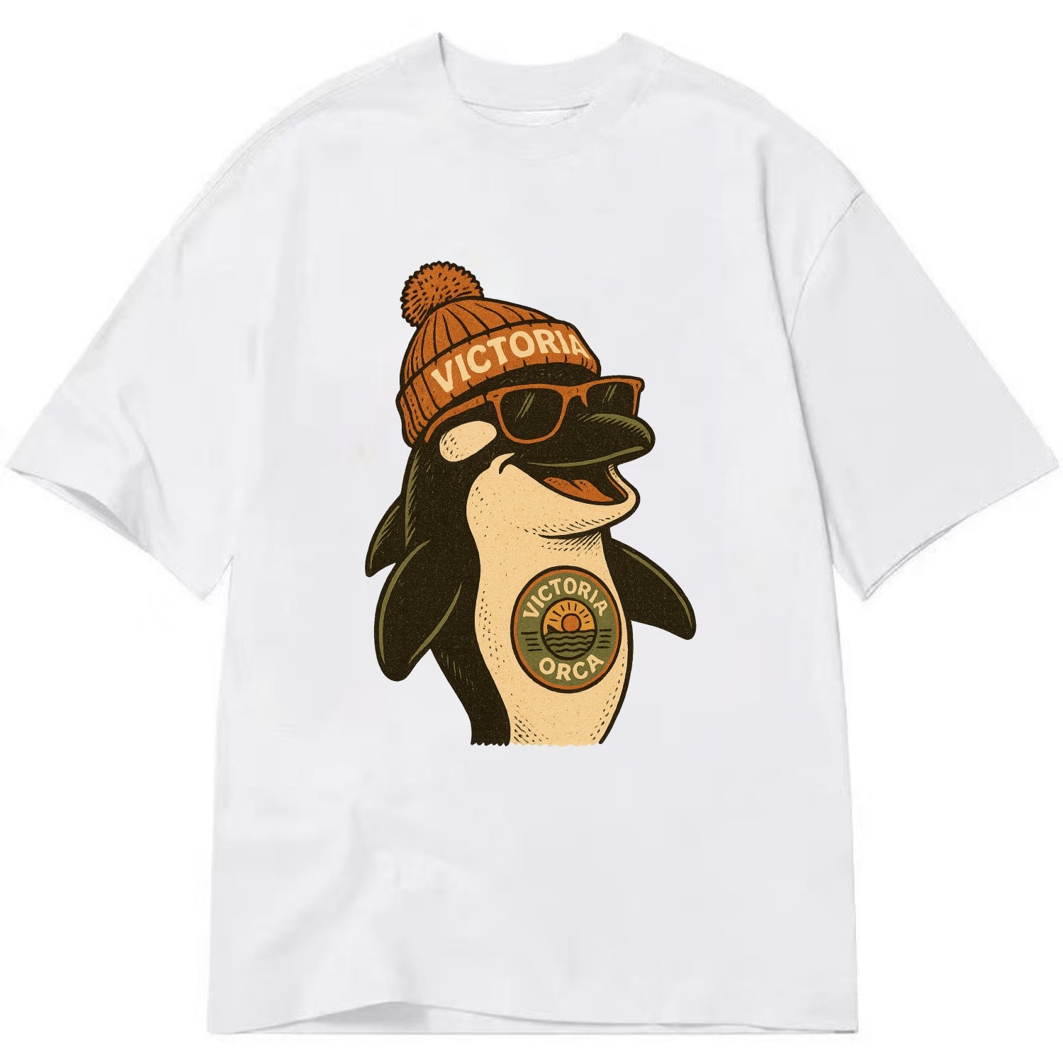 Victoria Orca wearing Victoria beanie wi - Classic T-shirt - White