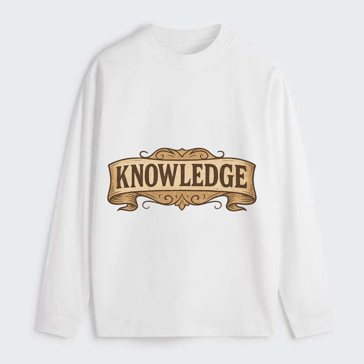Bold typography design - "KNOWLEDGE" - learning, understanding - Classic Long Sleeve Shirt - White
