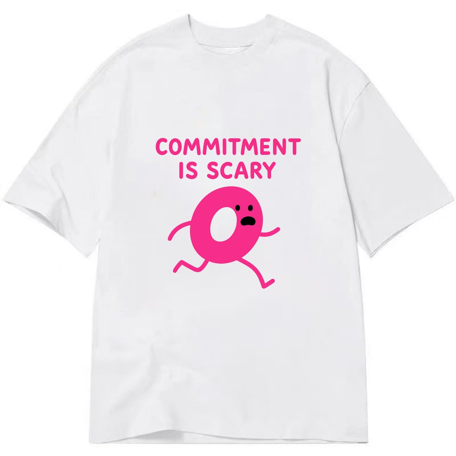 COMMITMENT IS SCARY | Terrified ring running away - Classic T-shirt - White