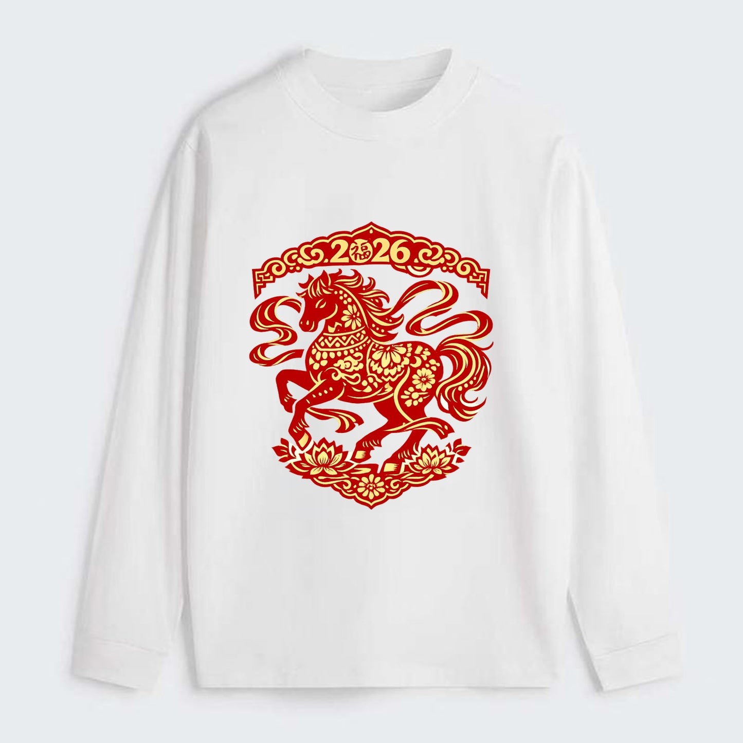 DANCING HORSE | Elegant prancing horse in motion | Graceful curved pose - Classic Long Sleeve Shirt - White