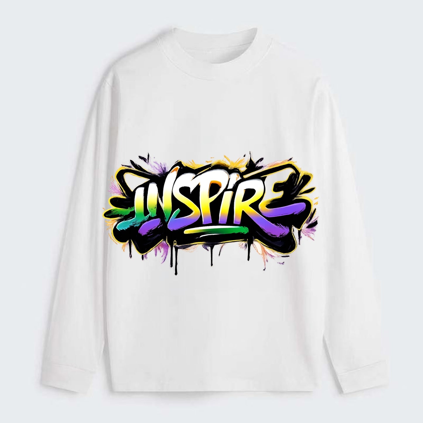 Bold typography design - "INSPIRE" - motivating others, being the spark - Classic Long Sleeve Shirt - White