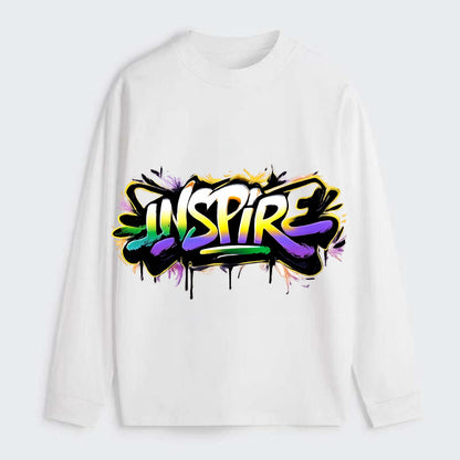 Bold typography design - "INSPIRE" - motivating others, being the spark - Classic Long Sleeve Shirt - White