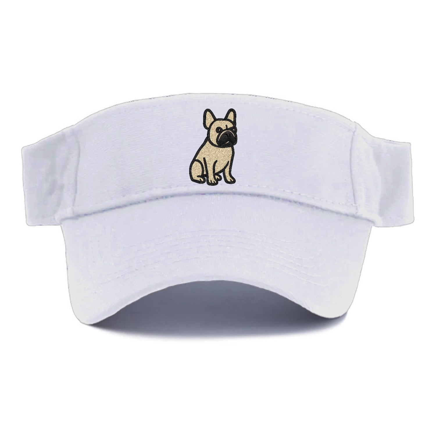 French Bulldog Fawn Colored Clean Sitting Pose Visor - White