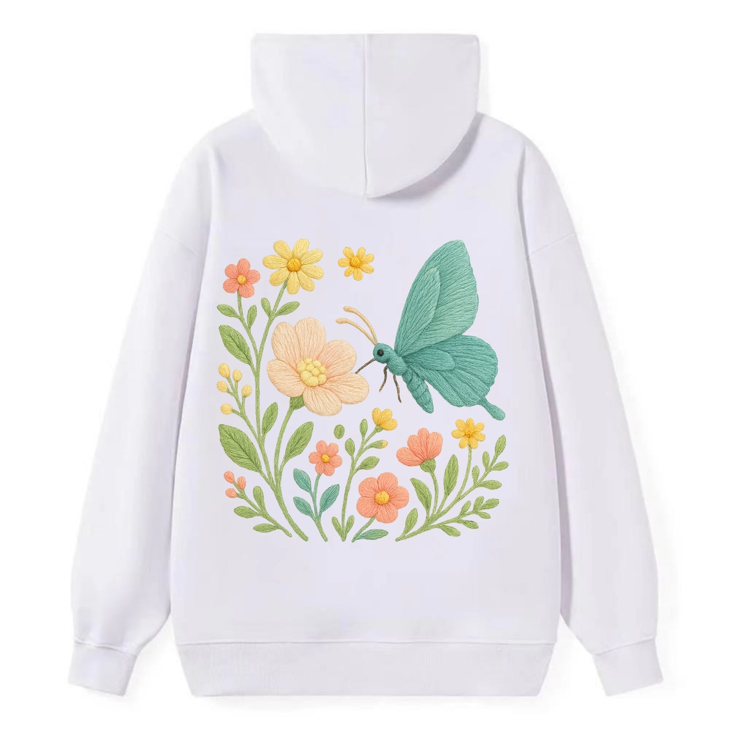 Mint Night Butterfly - Classic Pullover Hoodie - White