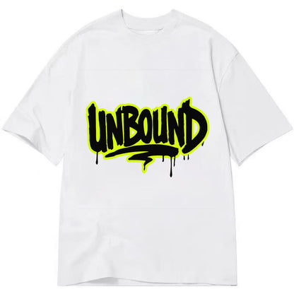 Bold typography design - "UNBOUND" - without limits, free from constraints - Classic T-shirt - White