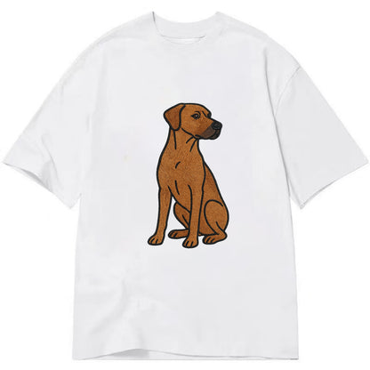 Rhodesian Ridgeback - Red wheaten embroidered pose - Classic T-shirt - White