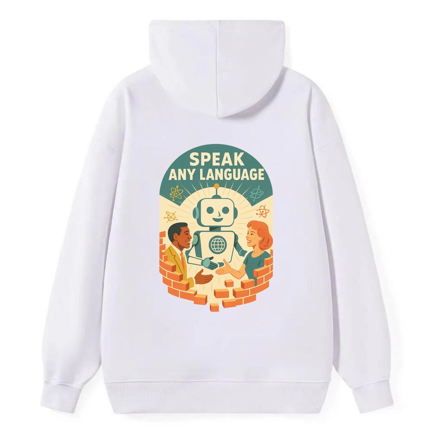 Language learning AI breaking down barriers - "Speak Any Language" - - Classic Pullover Hoodie - White