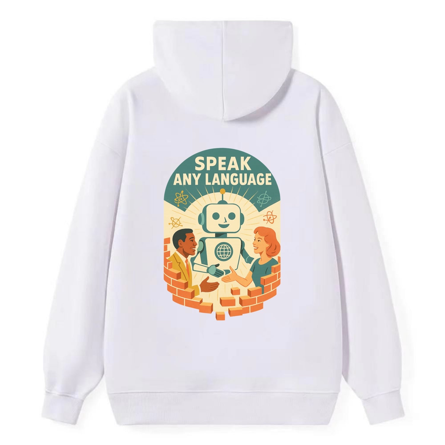 Language learning AI breaking down barriers - "Speak Any Language" - - Classic Pullover Hoodie - White