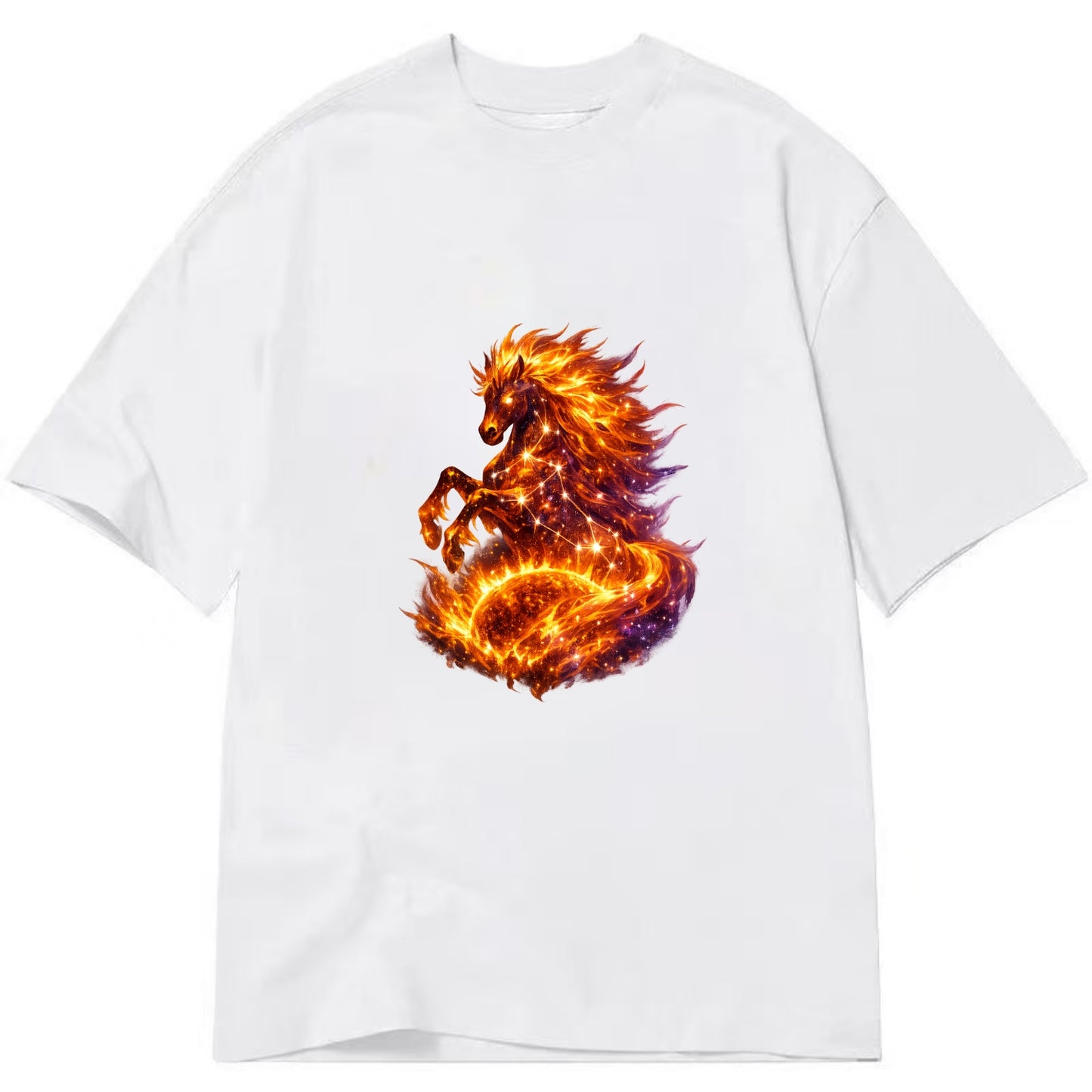 SOLAR FLARE | Horse emerging from the sun | Solar corona mane | Star power | - Classic T-shirt - White