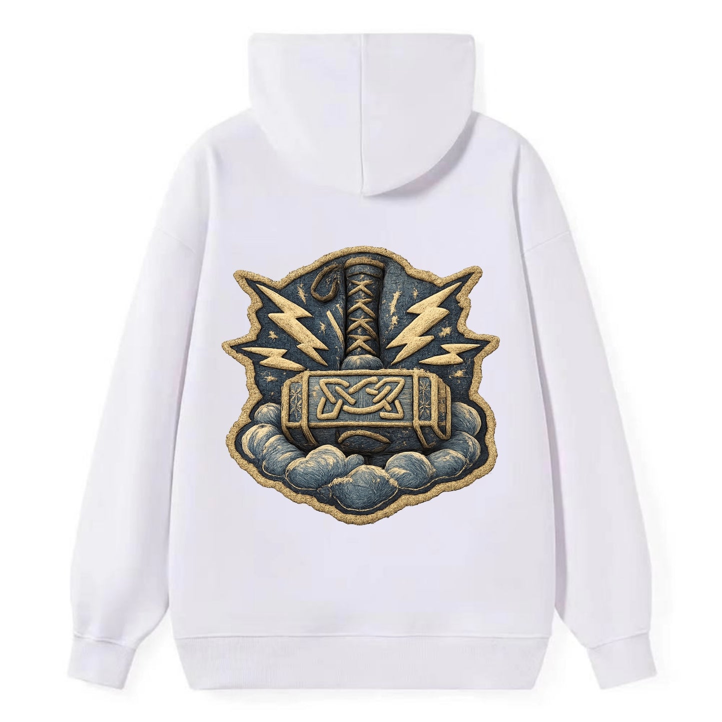 THOR HAMMER MJOLNIR - mighty hammer in silver and blue , thunder god - Classic Pullover Hoodie - White