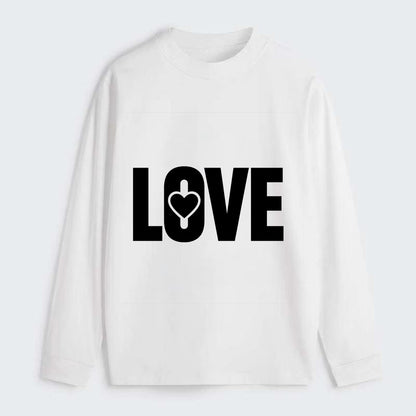 Bold typography design - "LOVE" - universal connection, heart centered - Classic Long Sleeve Shirt - White