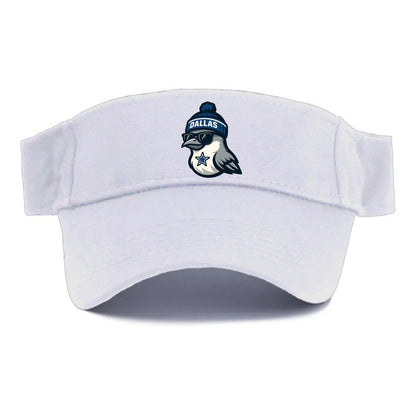 Dallas Mockingbird wearing Cowboys beanie with sheriff star and wayfarer sunglasses - Visor - White