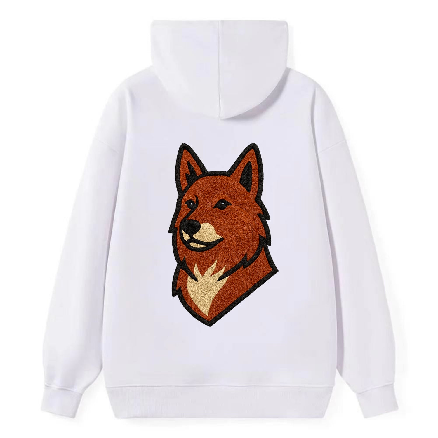 Finnish Spitz - Fox-red pointed ears embroidered pose - Classic Pullover Hoodie - White