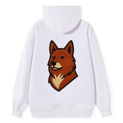 Finnish Spitz - Fox-red pointed ears embroidered pose - Classic Pullover Hoodie - White