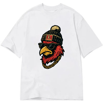 Louisville Cardinal wearing Louisville beanie with L patch - Classic T-shirt - White