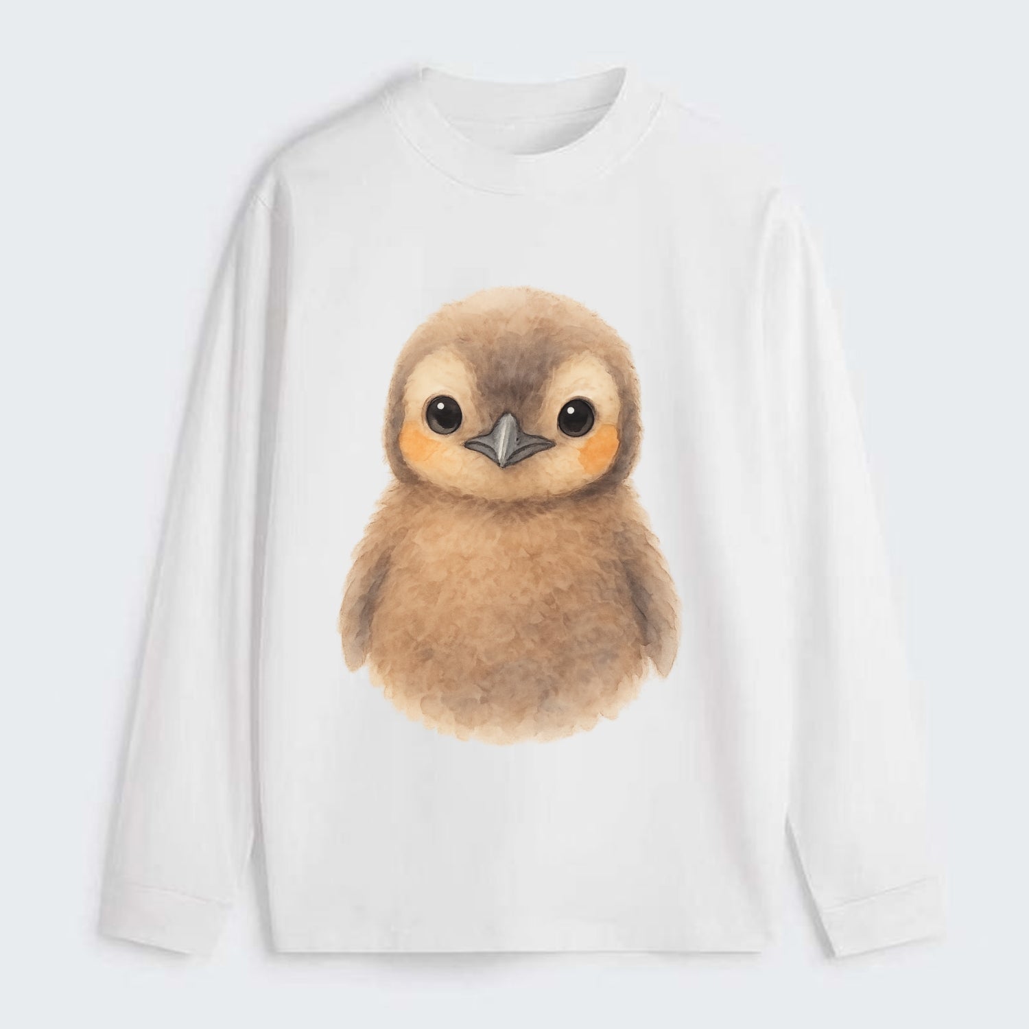 Baby King Penguin - orange cheek patches, fluffy brown, large eyes, - Classic Long Sleeve Shirt - White