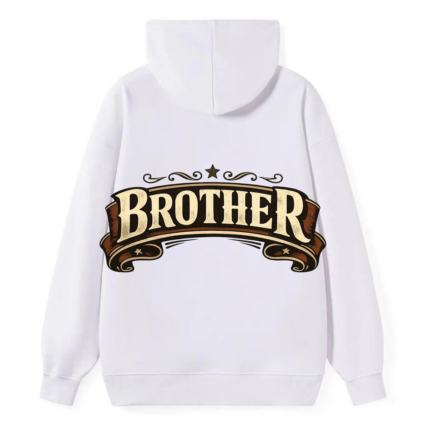 Bold typography design - "BROTHER" - male bond, brotherhood - Classic Pullover Hoodie - White
