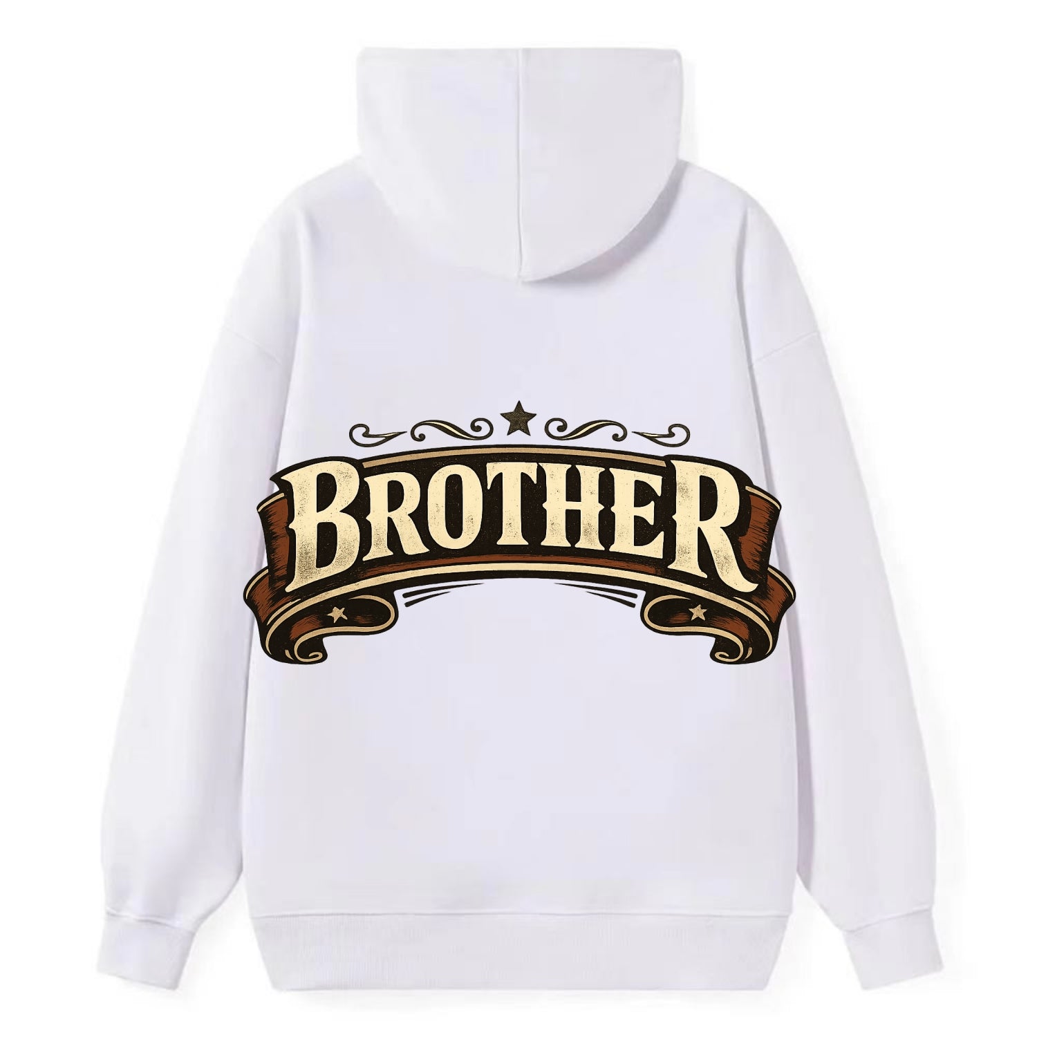 Bold typography design - "BROTHER" - male bond, brotherhood - Classic Pullover Hoodie - White