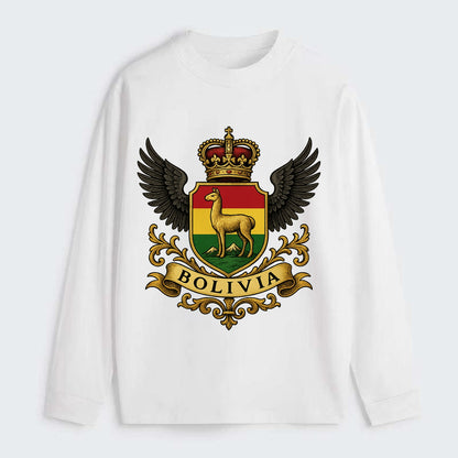 Bolivia Llama Emblem  - Classic Long Sleeve Shirt - White
