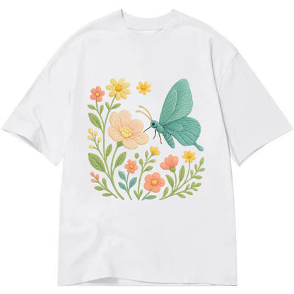Mint Night Butterfly - Classic T-shirt - White