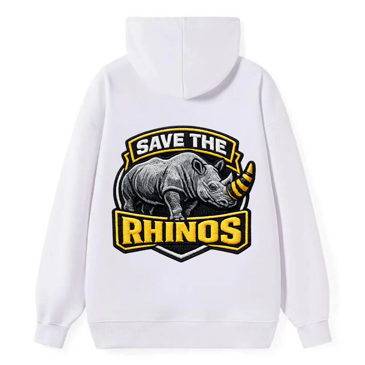 SAVE THE RHINOS - rhino silhouette in gray , horn protection - Classic Pullover Hoodie - White