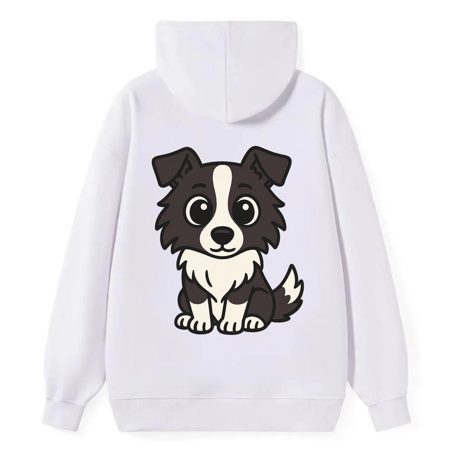 Border Collie - Intense stare sitting pose - Classic Pullover Hoodie - White