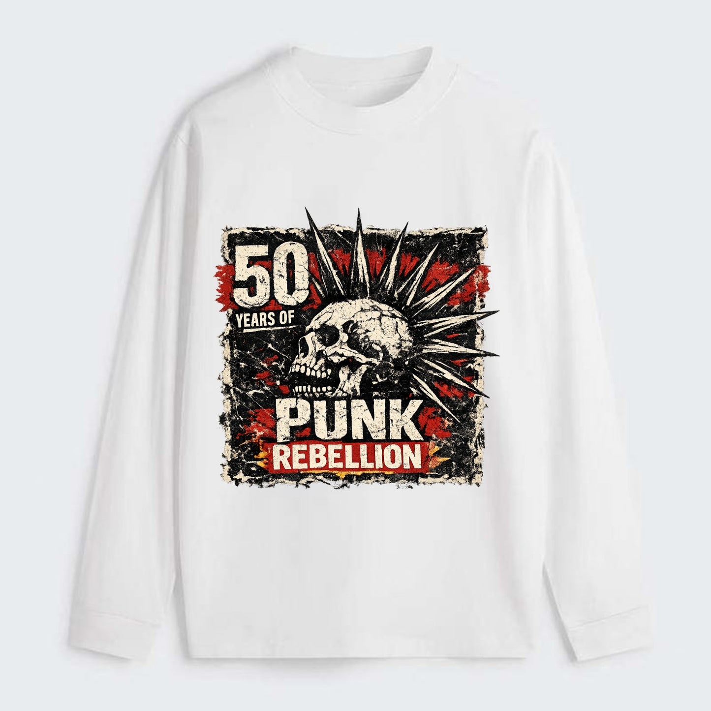 MOHAWK RISING | Spiked hair silhouette | Liberty spikes | Punk identity - Classic Long Sleeve Shirt - White