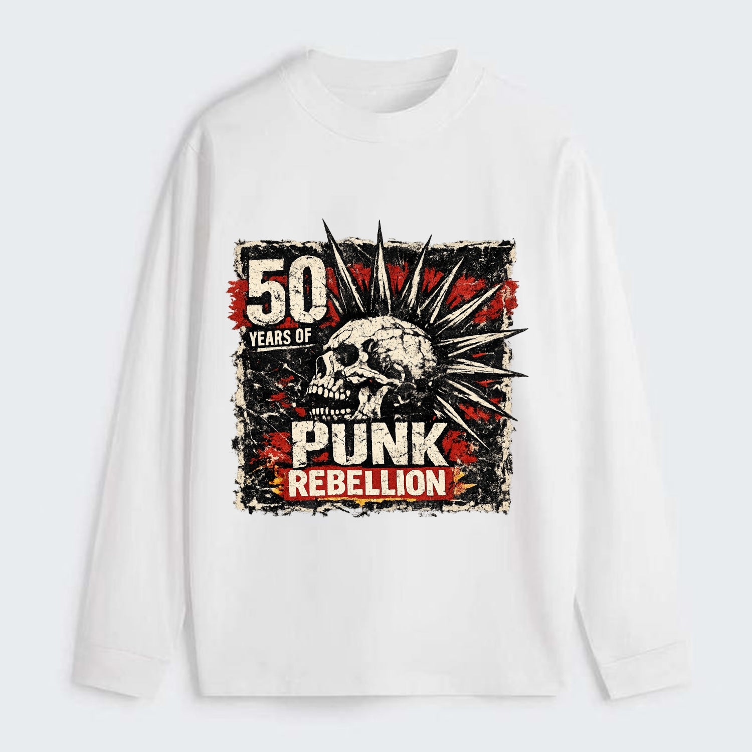 MOHAWK RISING | Spiked hair silhouette | Liberty spikes | Punk identity - Classic Long Sleeve Shirt - White