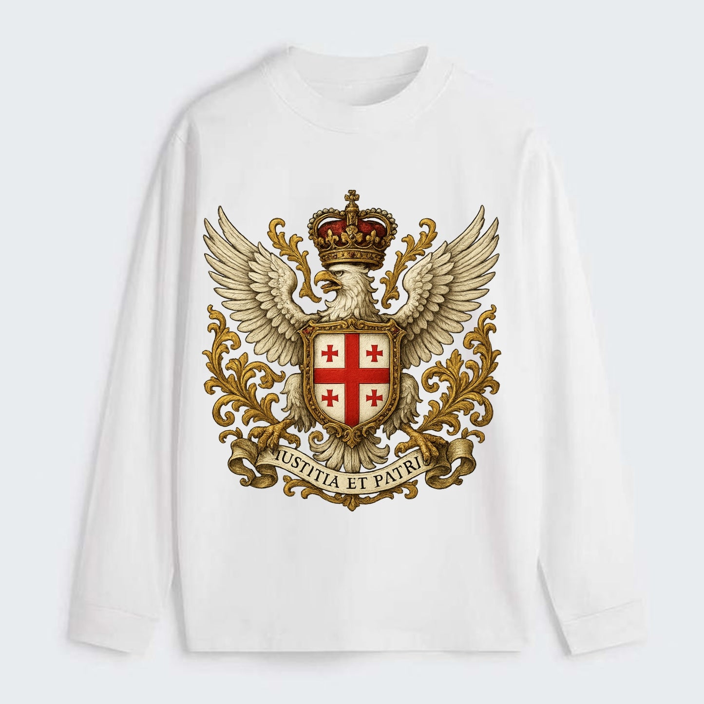 Georgia White Eagle Emblem - Classic Long Sleeve Shirt - White