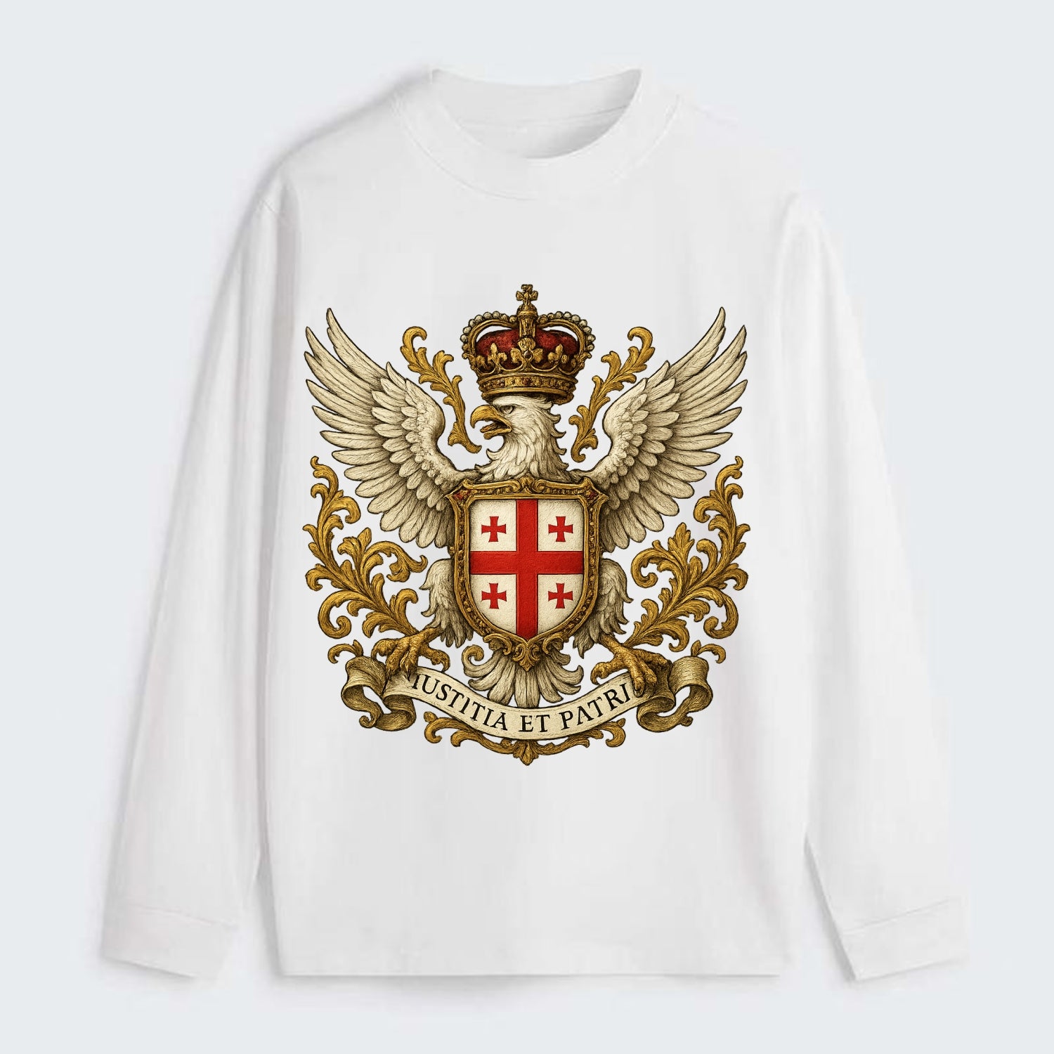 Georgia White Eagle Emblem - Classic Long Sleeve Shirt - White
