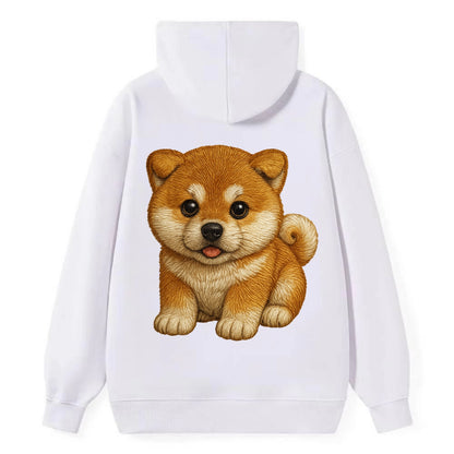 Baby Akita Puppy - fluffy bear-like, curled tail, dignified eyes, - Classic Pullover Hoodie - White