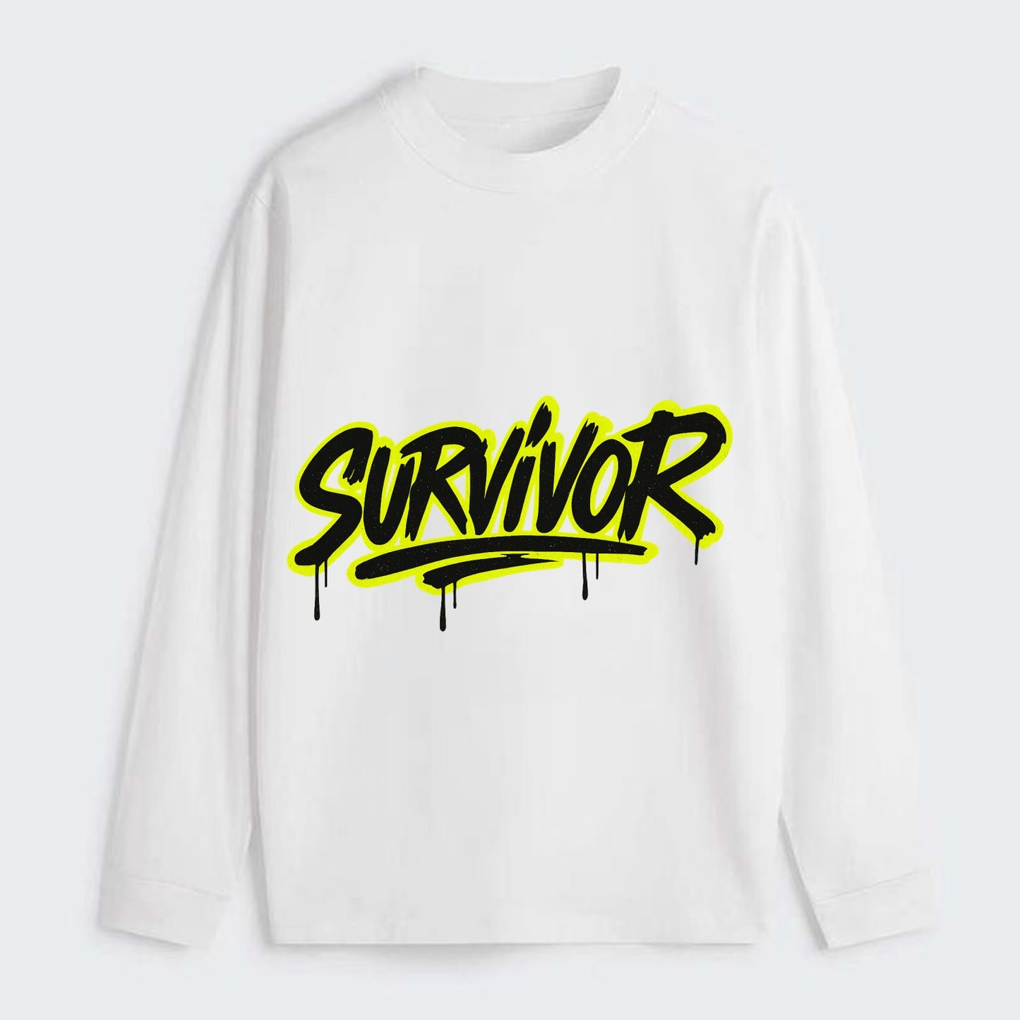 Bold typography design - "SURVIVOR" - overcomer, still standing, made - Classic Long Sleeve Shirt - White