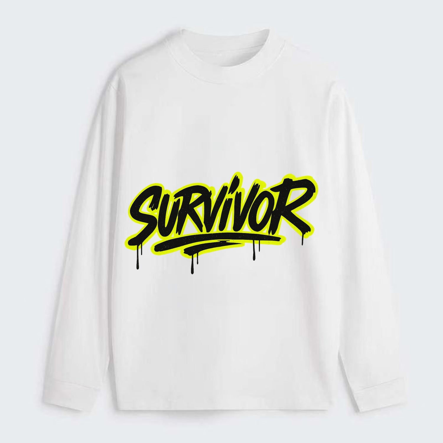 Bold typography design - "SURVIVOR" - overcomer, still standing, made - Classic Long Sleeve Shirt - White