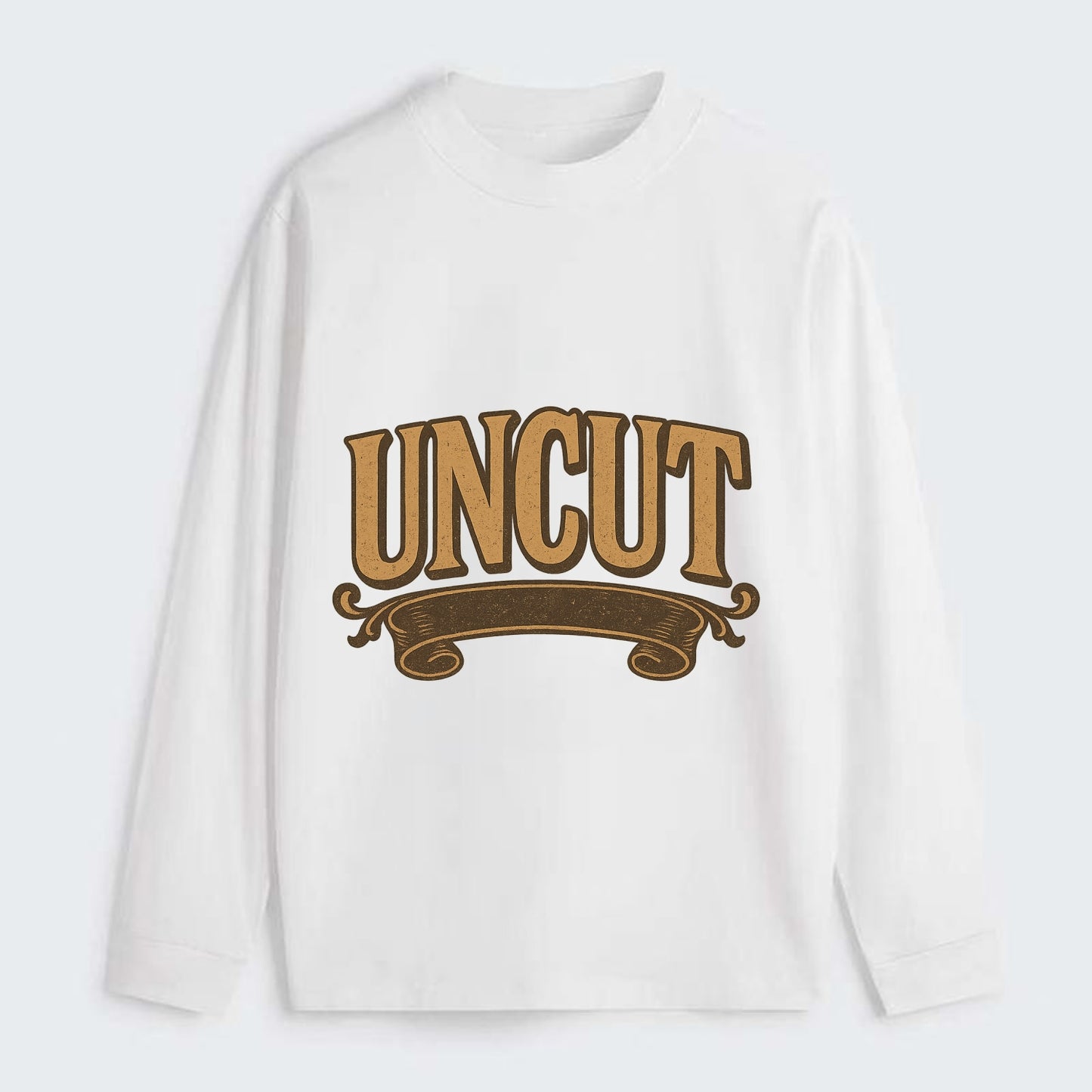 Bold typography design - "UNCUT" - pure, undiluted, authentic - Classic Long Sleeve Shirt - White