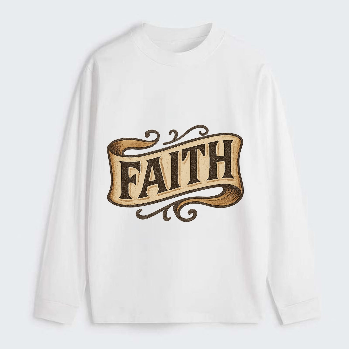 Bold typography design - "FAITH" - trust in the unseen, spiritual - Classic Long Sleeve Shirt - White