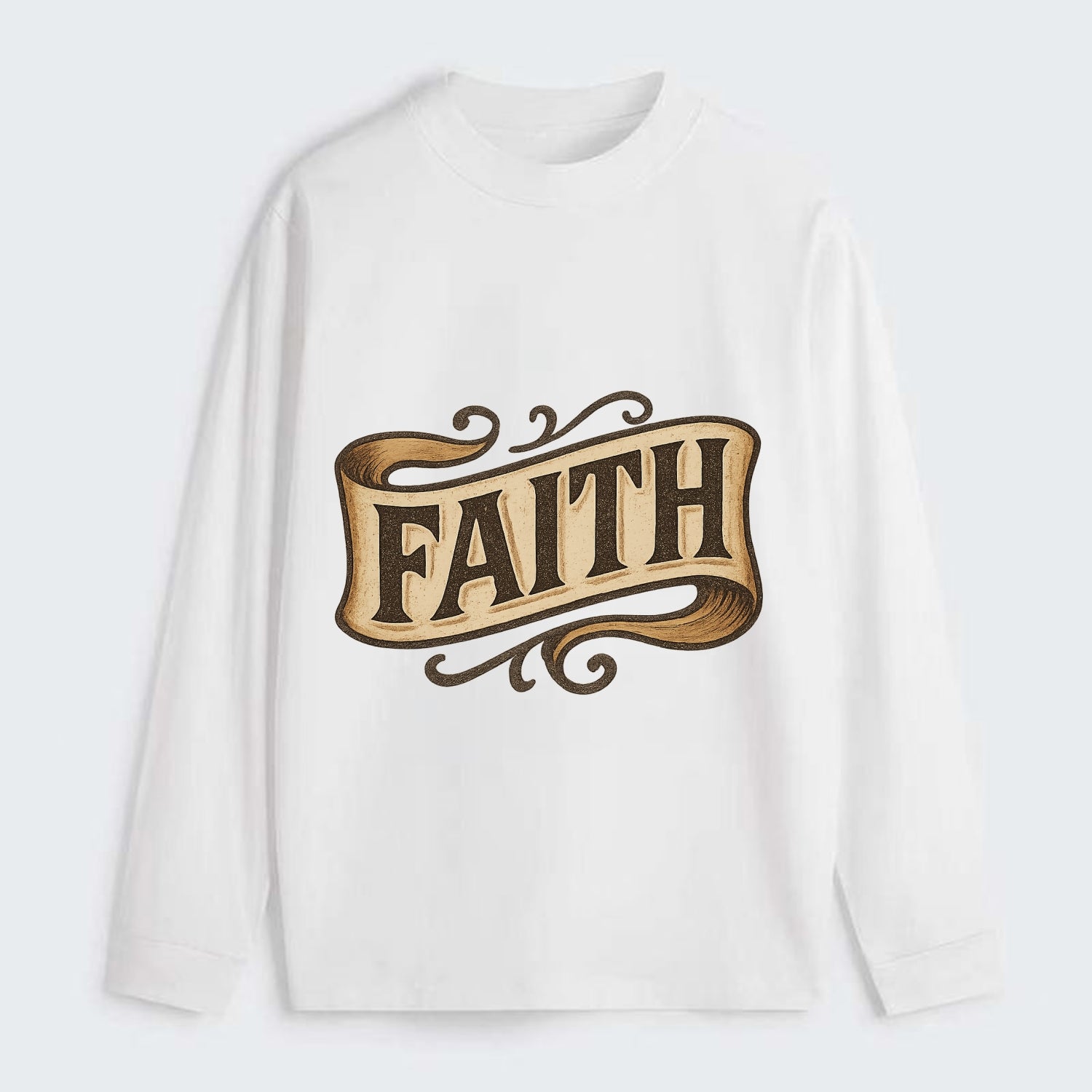 Bold typography design - "FAITH" - trust in the unseen, spiritual - Classic Long Sleeve Shirt - White