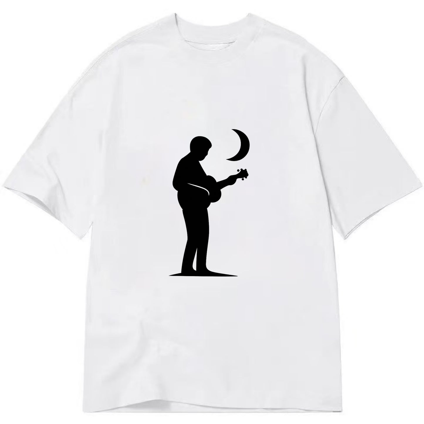 Guitarist playing acoustic under moonlight - Classic T-shirt - White
