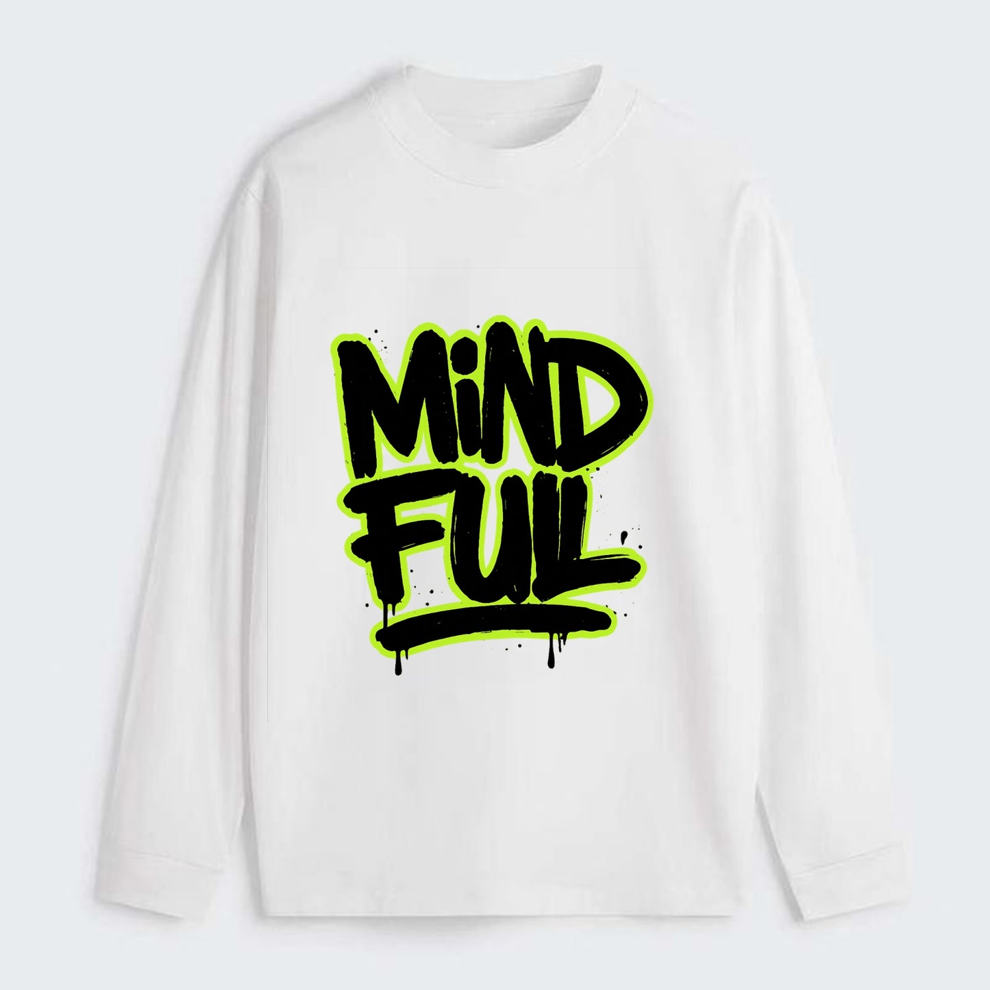 Bold typography design - "MINDFUL" - present awareness, conscious living - Classic Long Sleeve Shirt - White