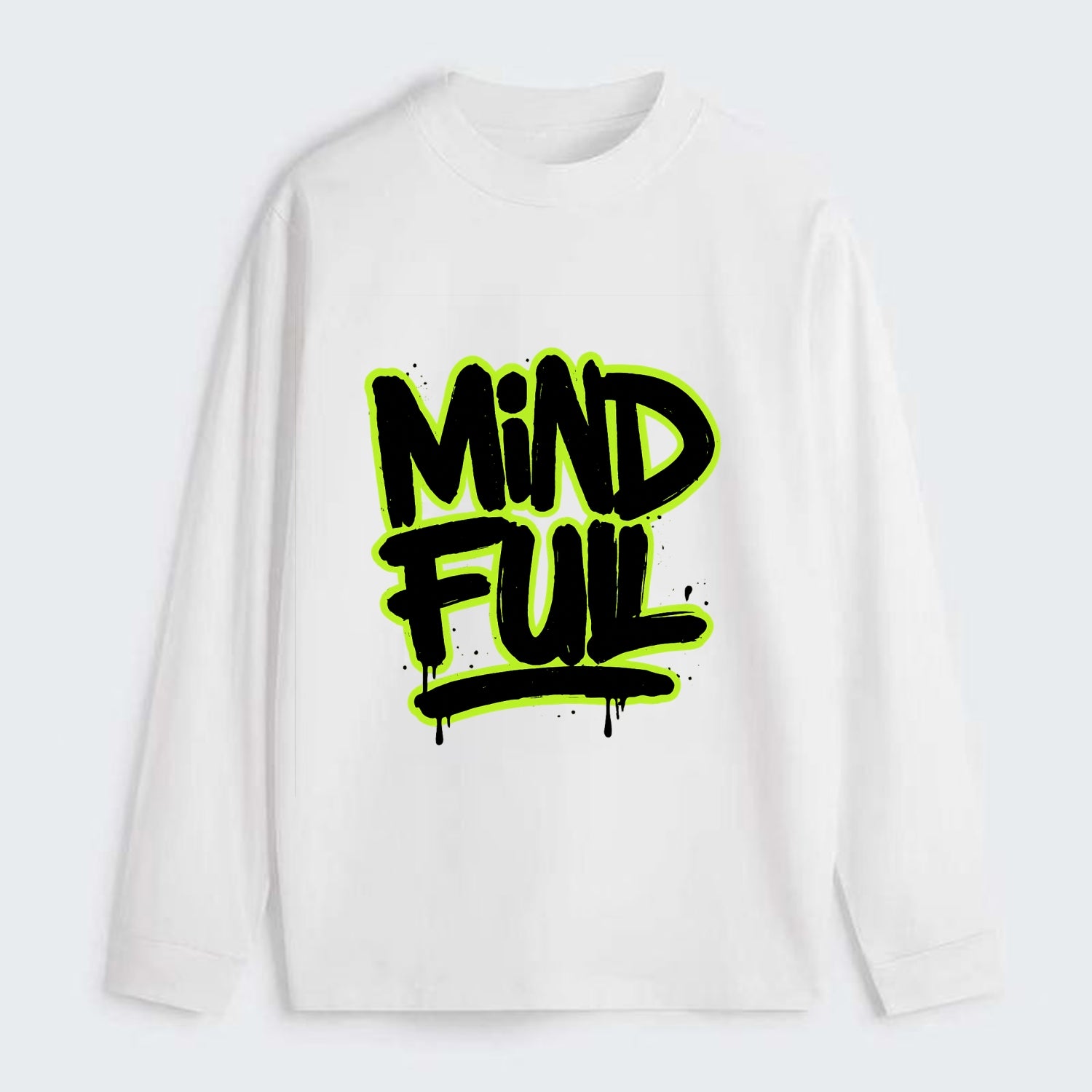 Bold typography design - "MINDFUL" - present awareness, conscious living - Classic Long Sleeve Shirt - White