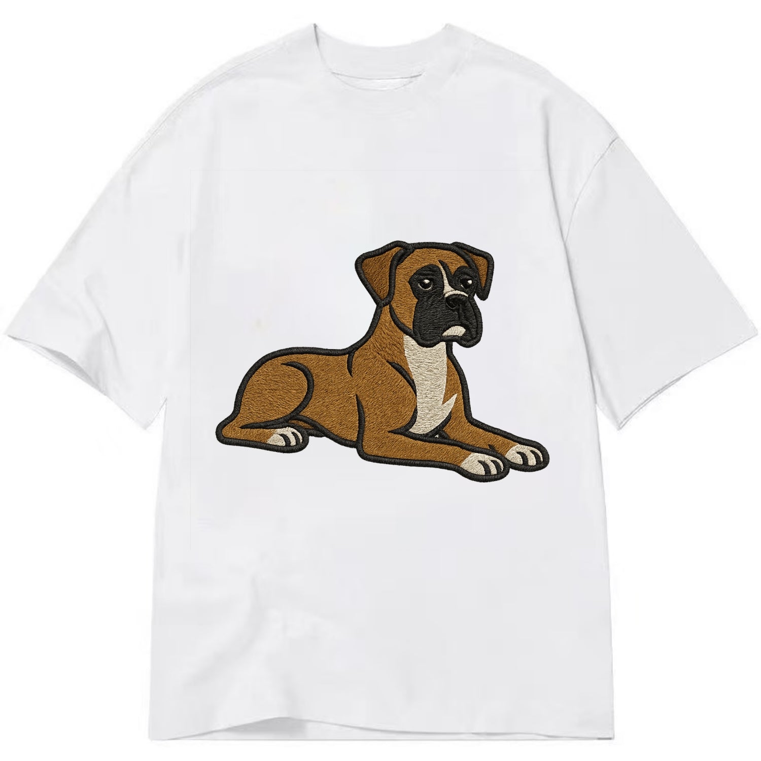 Boxer - Fawn colored relaxed lying down Classic T-shirt - White