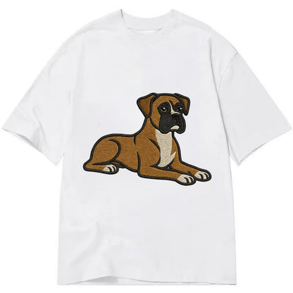 Boxer - Fawn colored relaxed lying down Classic T-shirt - White