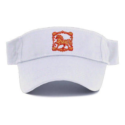 HORSE | Silk style horse design | Gold and silver thread appearance | Phoenix and dragon - Visor - White