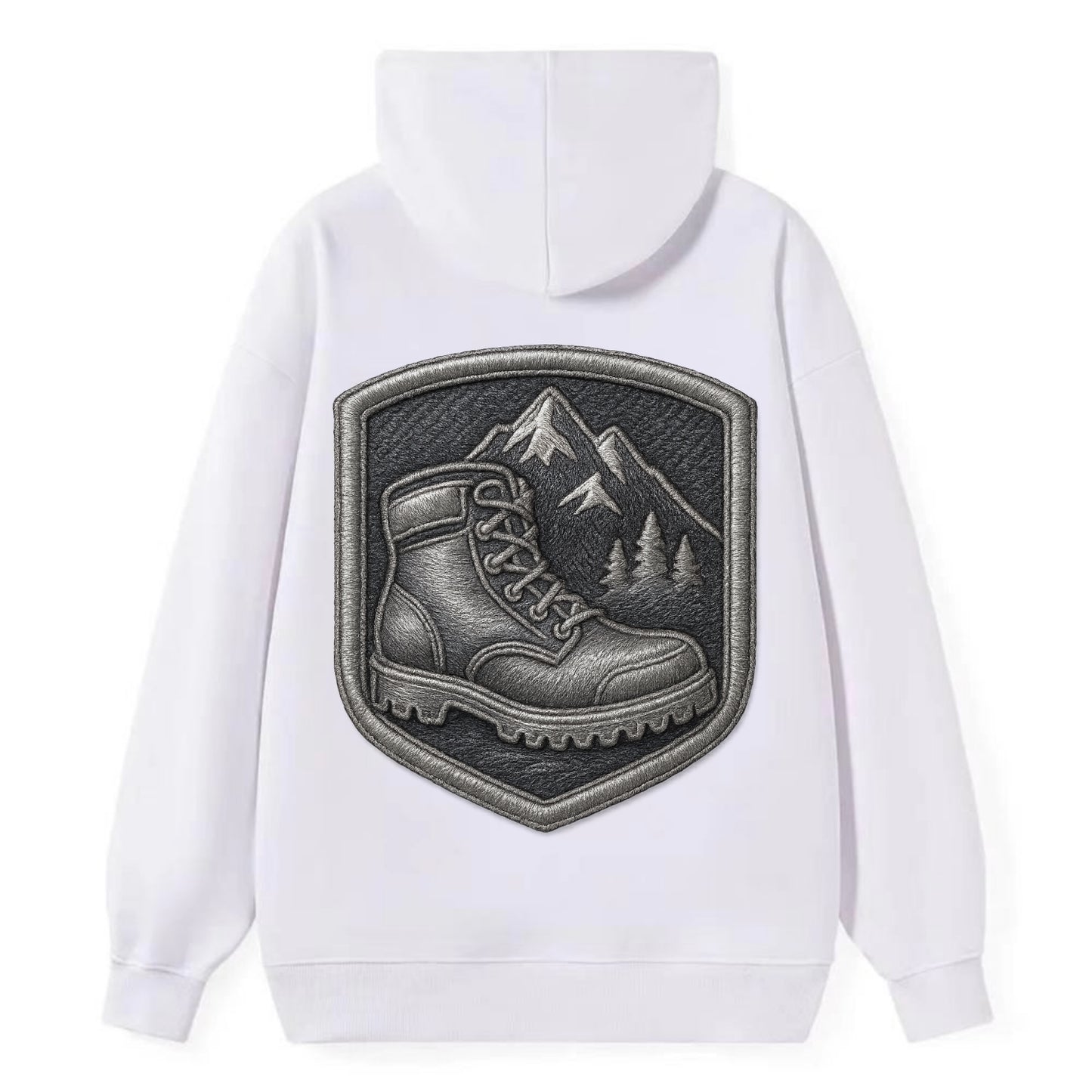 Hiking boots with mountain peak - hiker pride - Classic Pullover Hoodie - White