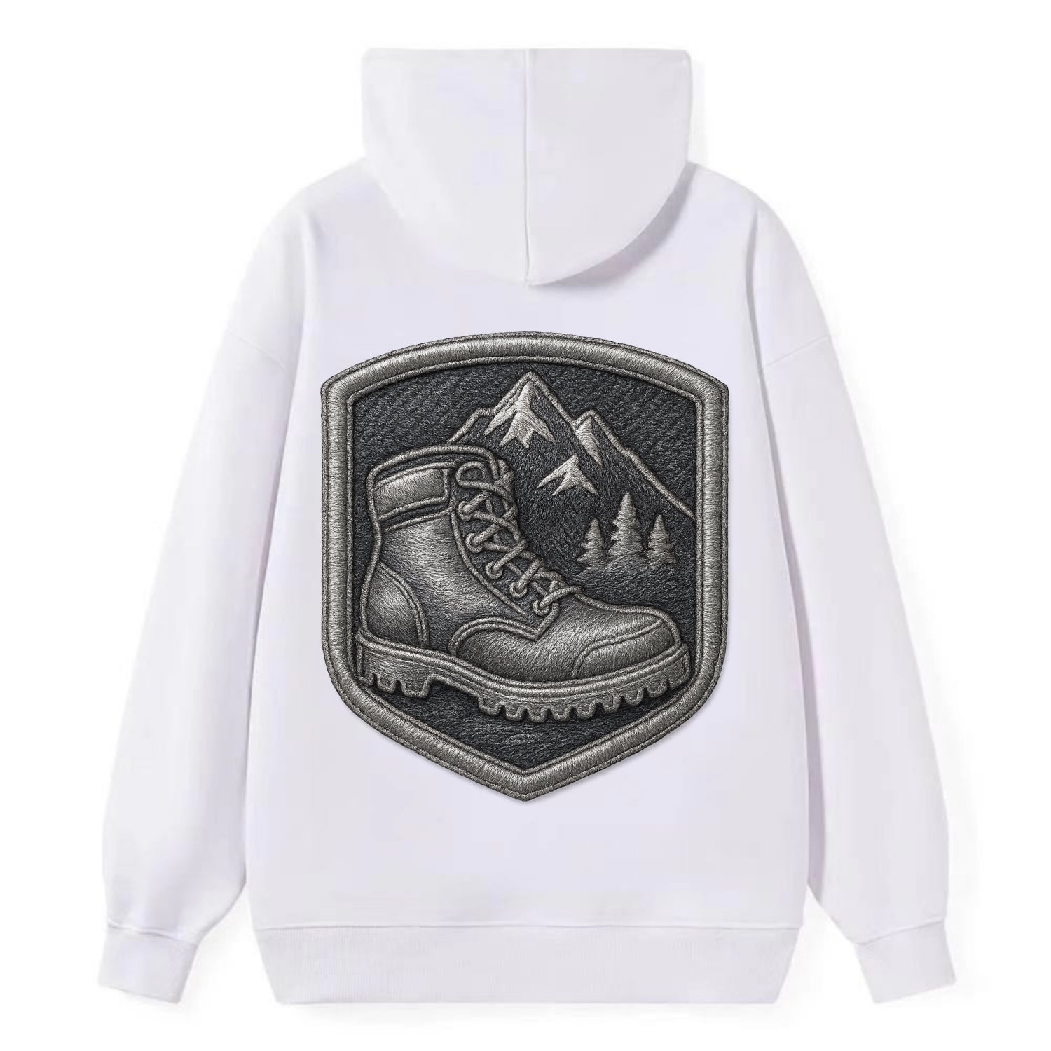 Hiking boots with mountain peak - hiker pride - Classic Pullover Hoodie - White
