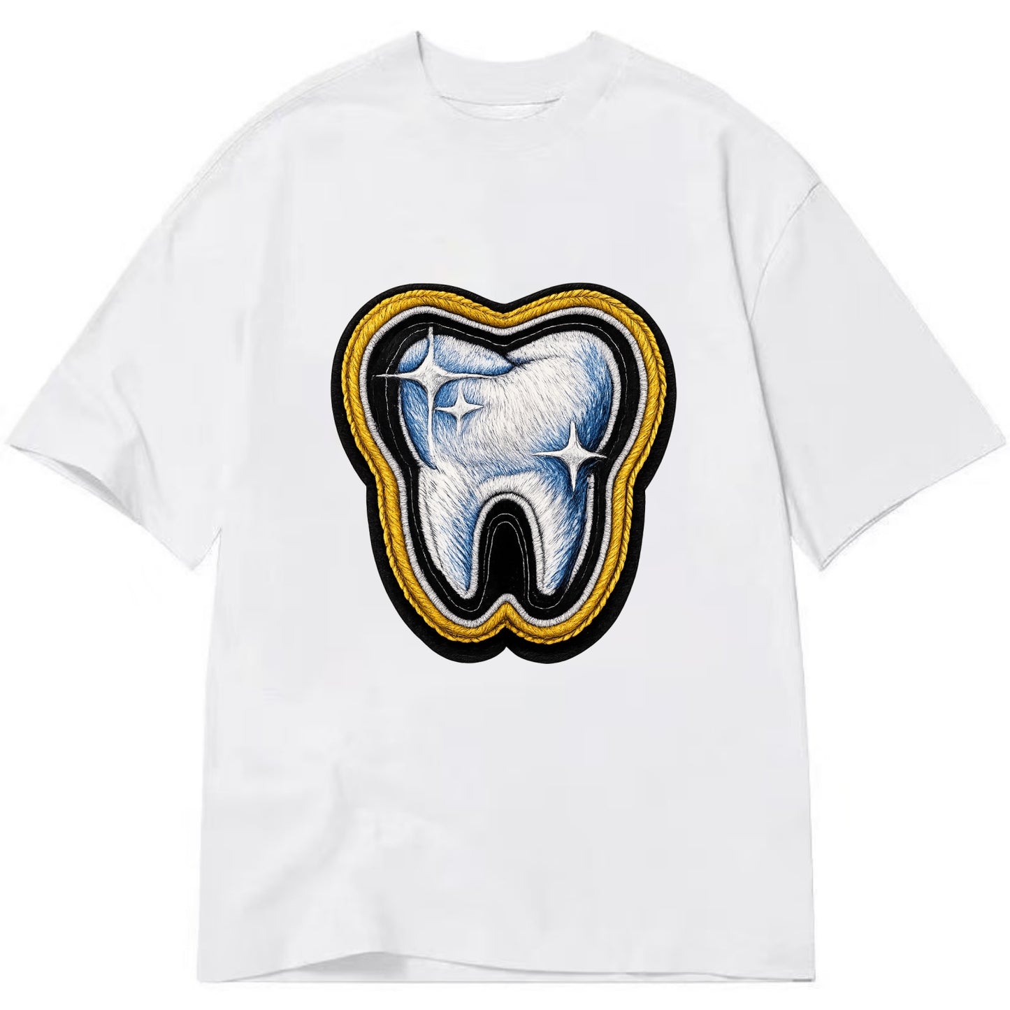 DENTAL TOOTH - molar with sparkle in white and blue , dentist - Classic T-shirt - White