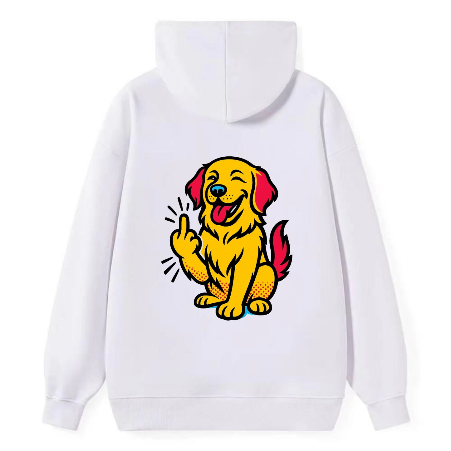Golden Retriever with happy smile and golden coat, fluffy paw raised - Classic Pullover Hoodie - White
