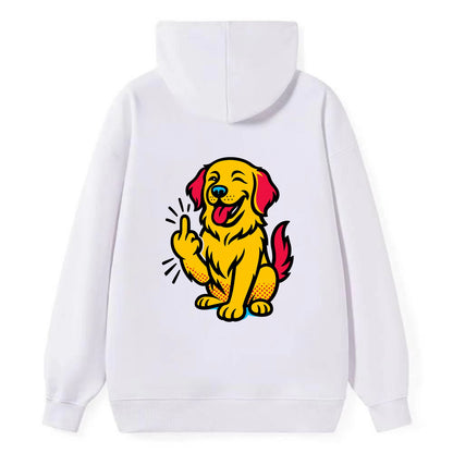 Golden Retriever with happy smile and golden coat, fluffy paw raised - Classic Pullover Hoodie - White