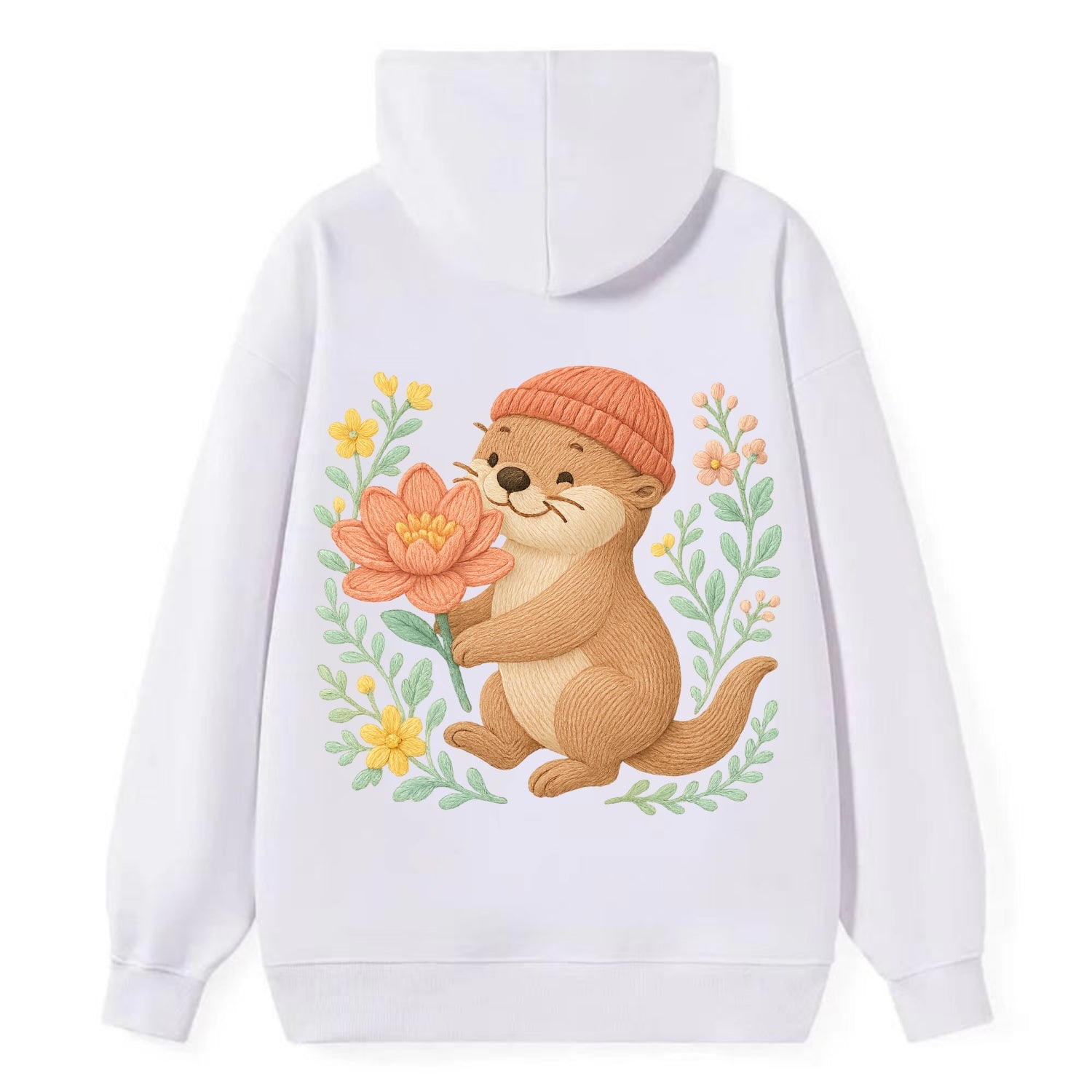 Peach Otter - Classic Pullover Hoodie - White