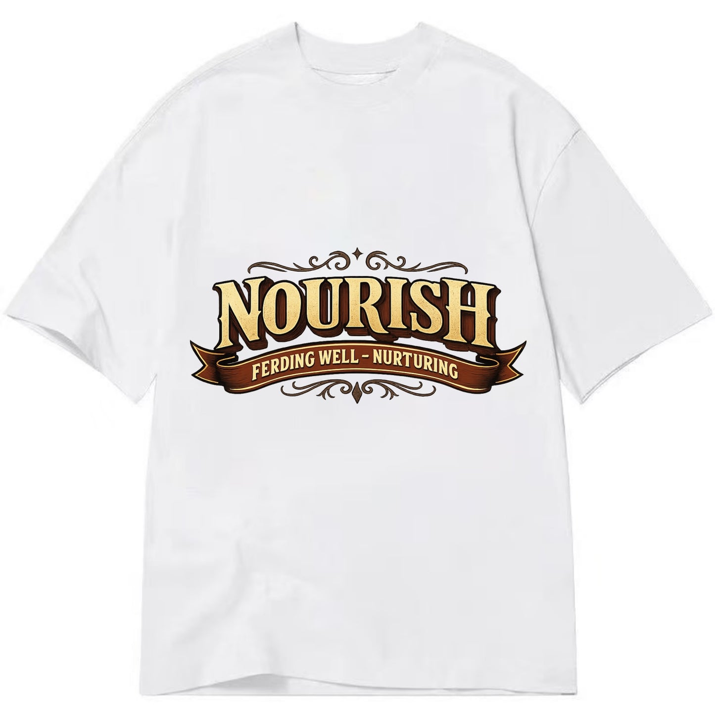 Bold typography design - "NOURISH" - feeding well, nurturing - Classic T-shirt - White