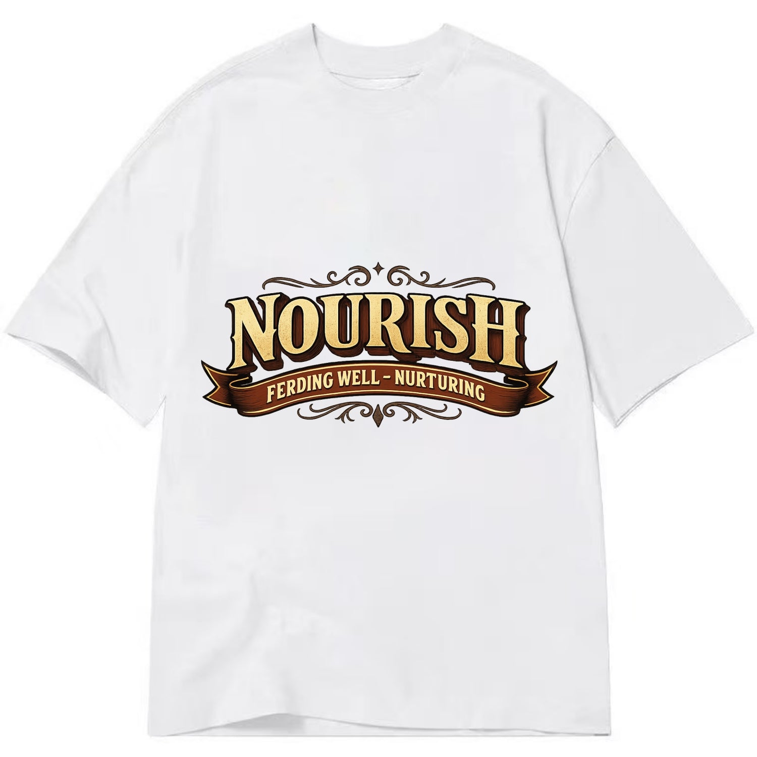 Bold typography design - "NOURISH" - feeding well, nurturing - Classic T-shirt - White